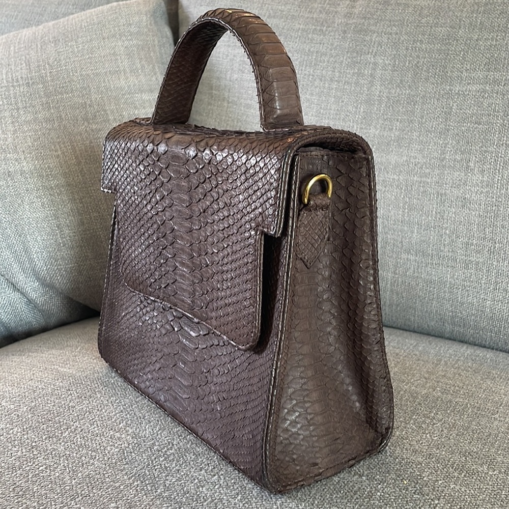 Custom Made Python Skin Brown Purse Nwot - image 2